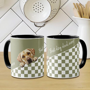 Dog Dad Sage Olive Yellow Labrador Custom Mug