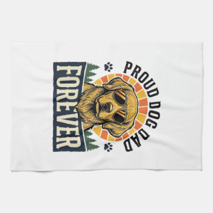 Dog Dad Shirt Vintage Golden Retriever Retro Desig Kitchen Towel