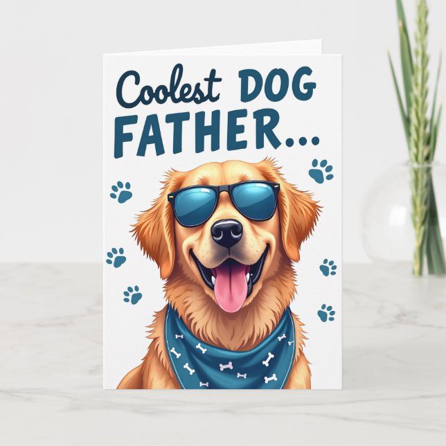 Dog Dad Teal Bandana Card (Front)