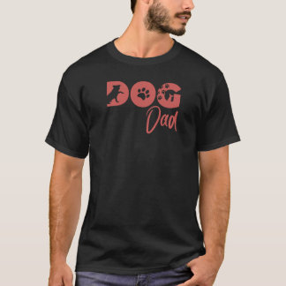 Dog Dad Tee - Retro Red Dog silhouette, paw prints
