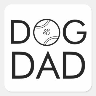 Dog Dad Tennis Ball Minimalist Typography Square Sticker