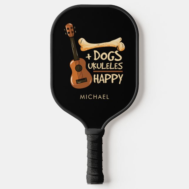Dog Dad Ukulele Player Musician Personalized Pickleball Paddle (Front)