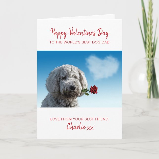 Dog Dad Valentine Personalized Pet Photo Holiday Card (Front)