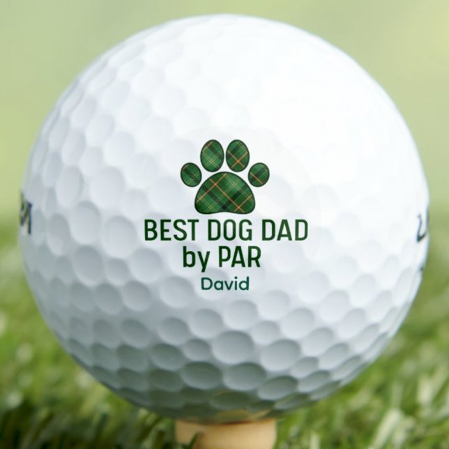 Dog Dad Valentines Gift- Cool Plaid Paw by PAR Golf Balls (Creator Uploaded)