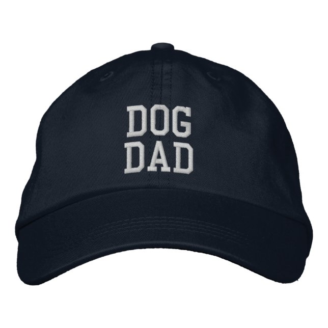 Dog Dad white custom text cute modern fun cool Embroidered Baseball Cap (Front)
