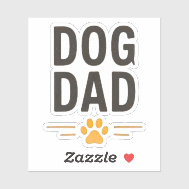 Dog Dad With Paw Simple Design Sticker (Sheet)
