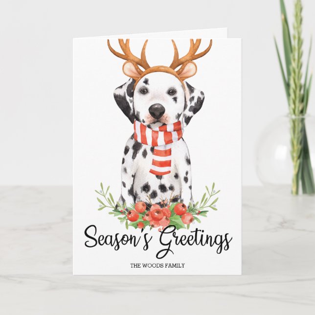Dog Dalmatian Christmas Season's Greetings Holiday Card (Front)