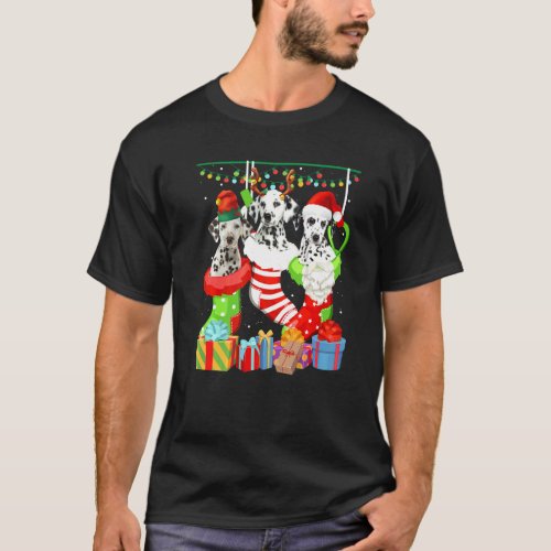 Dog Dalmatian Christmas Socks Xmas Pajama Pet Pupp T-Shirt