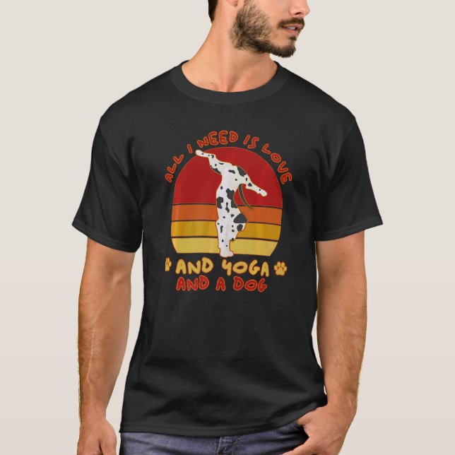 Dog Dalmatian Dog Owner Yoga Dog T-Shirt (Front)