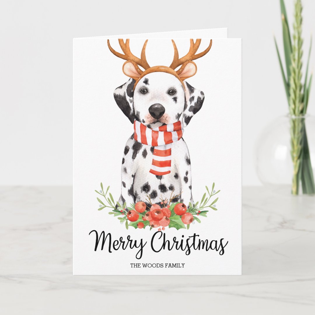 Dog Dalmatian Merry Christmas Season's Greetings Holiday Card | Zazzle