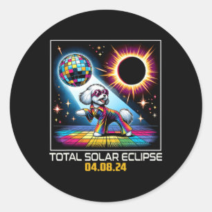 Dog Dancing Disco Solar Eclipse Classic Round Sticker