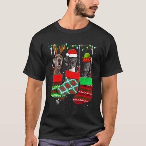 Dog Dane Christmas Socks  Xmas Pajama Pet Puppy T-Shirt