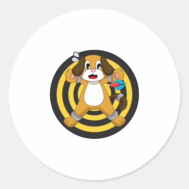 Dog Darts Dart Dartboard Classic Round Sticker (Front)