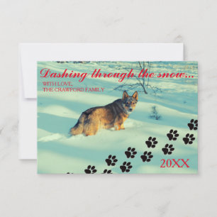 Dog Dashing Through the Snow - 3x5 Christmas Card
