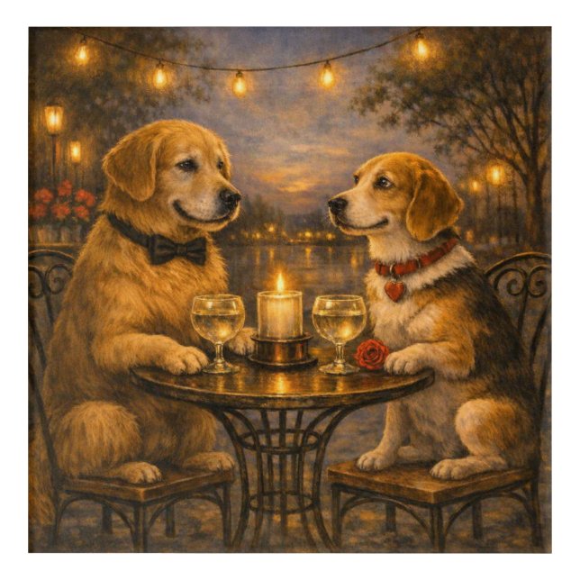 Dog Date Night – Warm Painterly Acrylic Wall Art (Front)