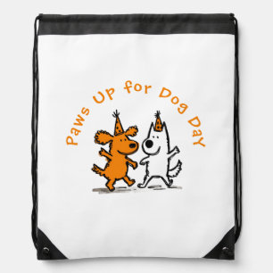 Dog Day Drawstring Backpack – Cute Paw Print Pet