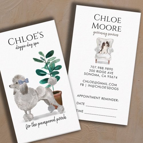 Dog Day Spa Groom Business  Appointment Reminder Business Card