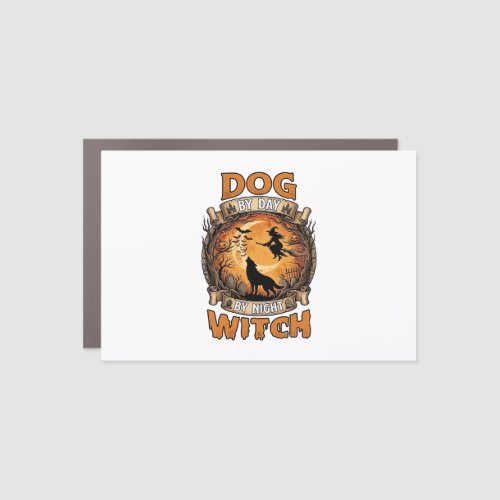 Dog Day Witch Night Halloween Wolf Moon Bats_1 Car Magnet