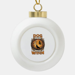 Dog Day Witch Night Halloween Wolf Moon Bats_1 Ceramic Ball Christmas Ornament