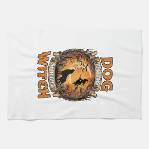 Dog Day Witch Night Halloween Wolf Moon Bats_1 Kitchen Towel