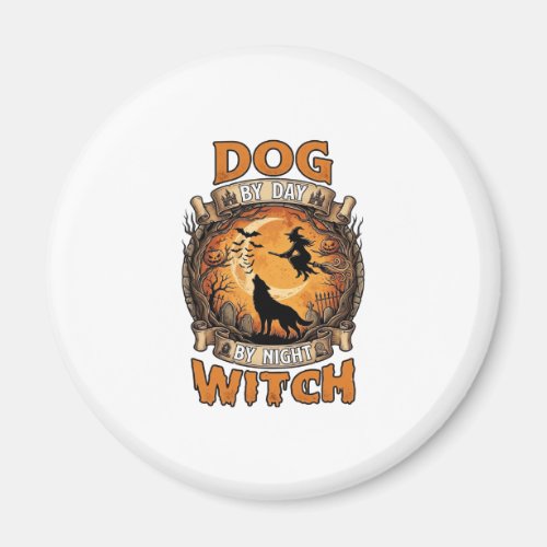 Dog Day Witch Night Halloween Wolf Moon Bats_1 Magnet