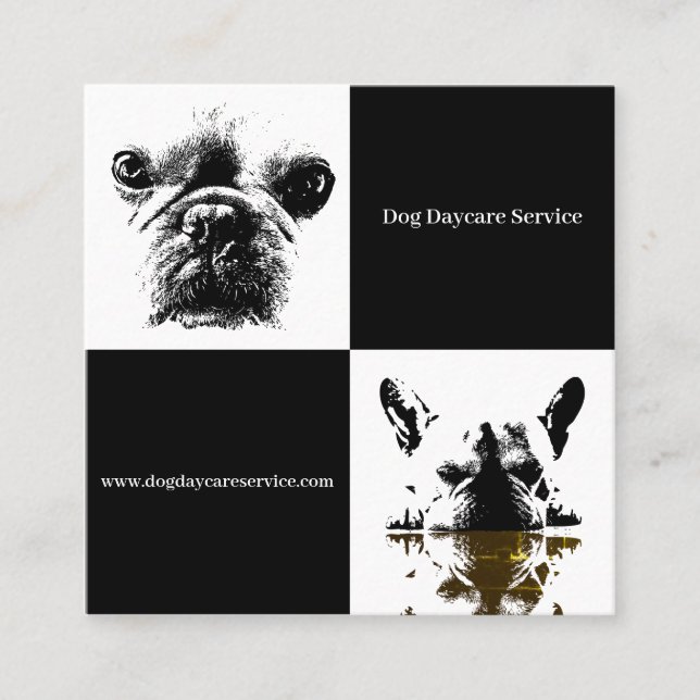 Dog Daycare Square Business Card (Front)