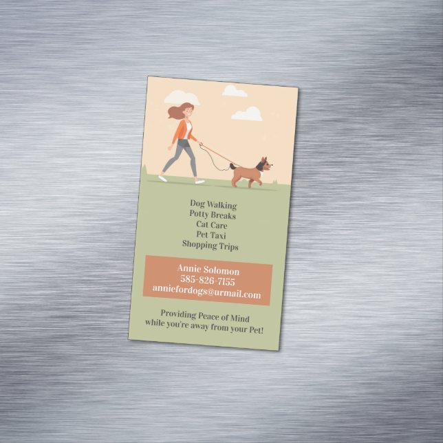 Dog Daycare Walking Pet Sitting Business Card Magnet (In Situ)