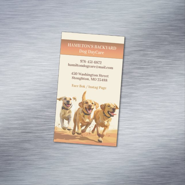 Dog Daycare Walking Pet Sitting Business Card Magnet (In Situ)
