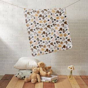 Dog Days - Dog Breeds and Dog Paws Pattern Baby Blanket