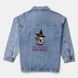 Dog Days Meet Spooky Nights One Spooky Nurse Dog   Denim Jacket