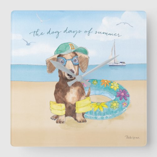 Dog Days of Summer Square Wall Clock