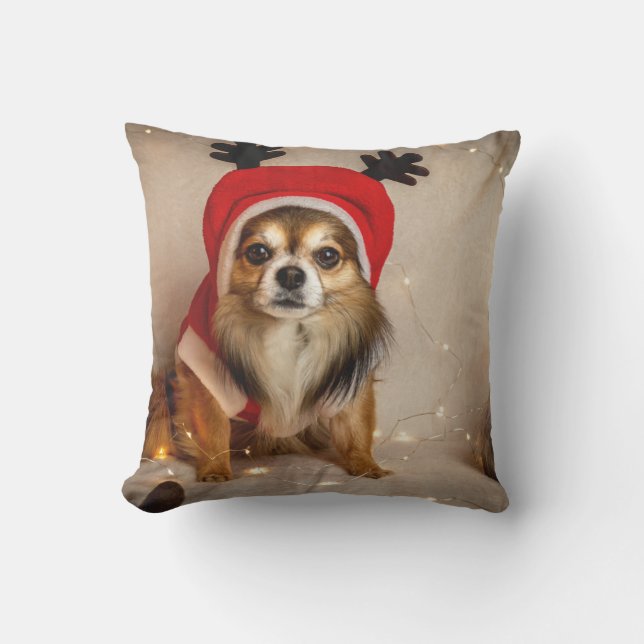 Dog Deer Throw Pillow (Front)