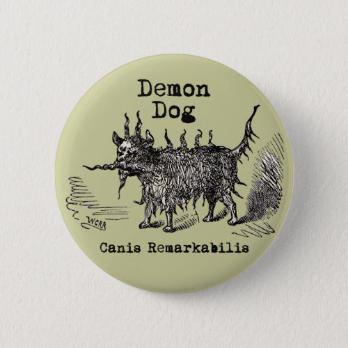 Dog Demon Vintage Funny Cute Button