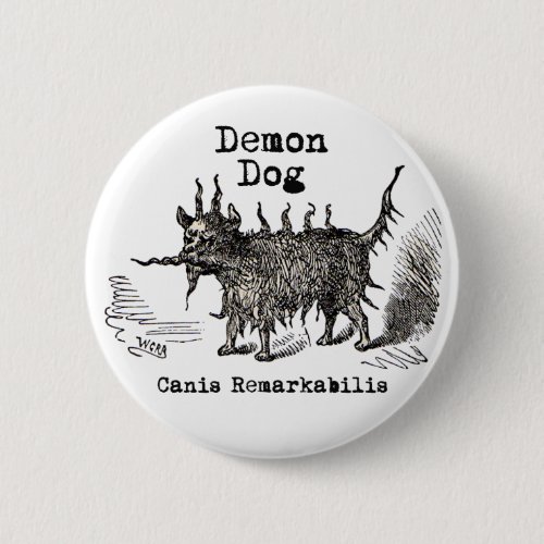 Dog Demon Vintage Funny Cute Button