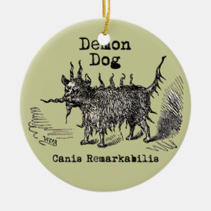 Dog Demon Vintage Funny Cute Ceramic Ornament