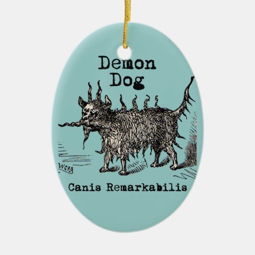 Dog Demon Vintage Funny Cute Ceramic Ornament