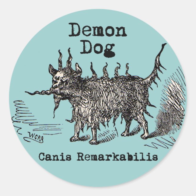 Dog Demon Vintage Funny Cute Classic Round Sticker (Front)