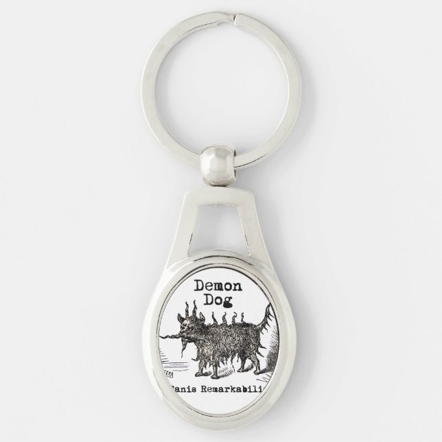 Dog Demon Vintage Funny Cute Keychain (Front)