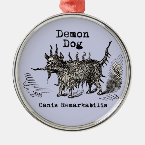 Dog Demon Vintage Funny Cute Metal Ornament