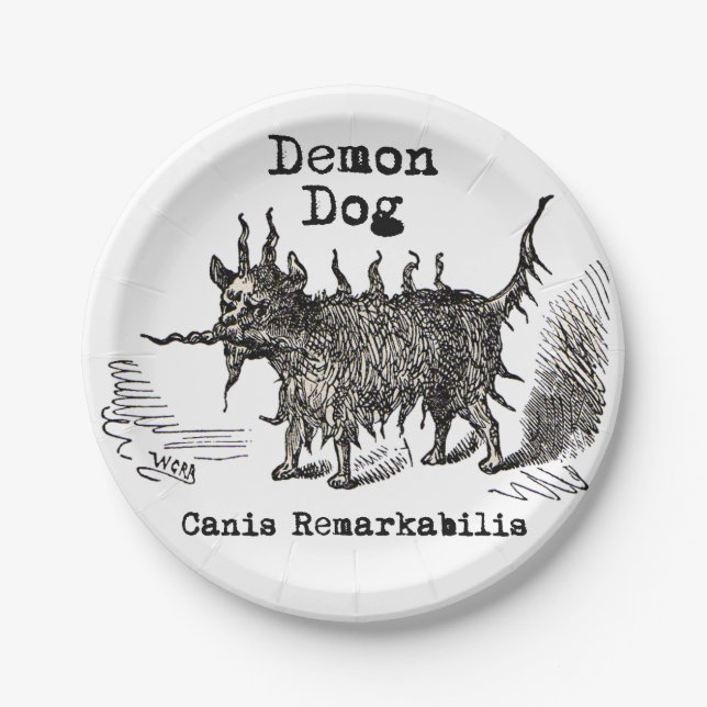 Dog Demon Vintage Funny Cute Paper Plates (Front)