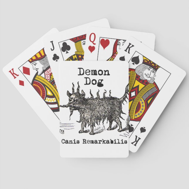 Dog Demon Vintage Funny Cute Poker Cards (Back)