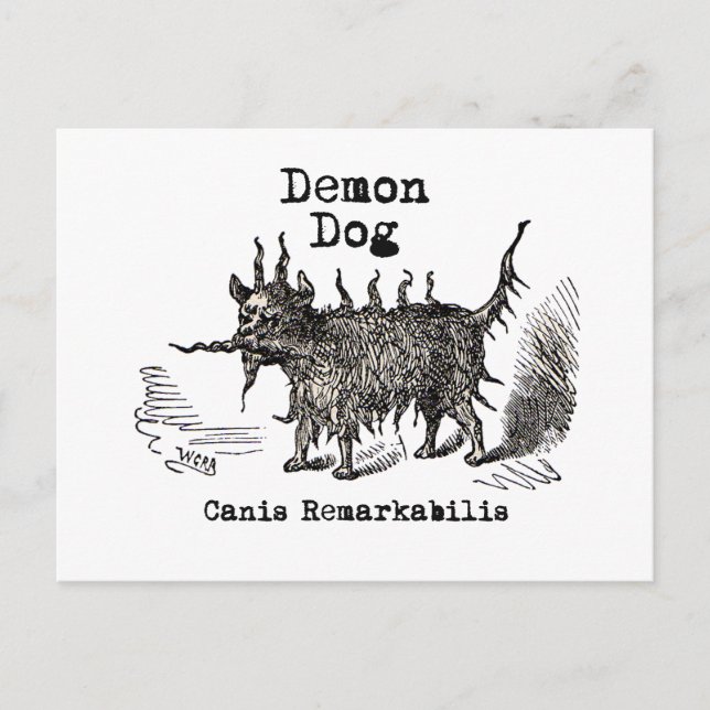 Dog Demon Vintage Funny Cute Postcard (Front)