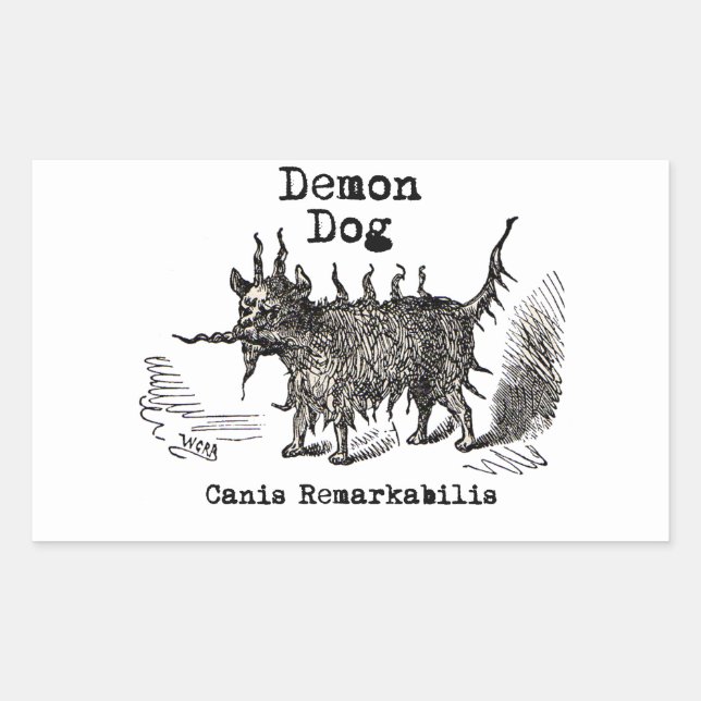 Dog Demon Vintage Funny Cute Rectangular Sticker (Front)