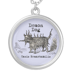 Dog Demon Vintage Funny Cute Silver Plated Necklace