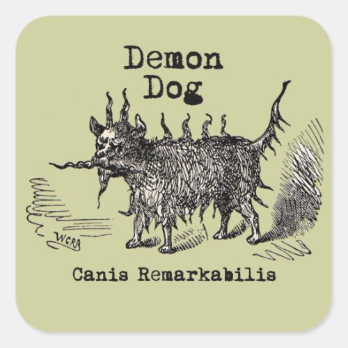 Dog Demon Vintage Funny Cute Square Sticker