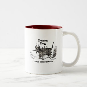 Dog Demon Vintage Funny Cute Two-Tone Coffee Mug