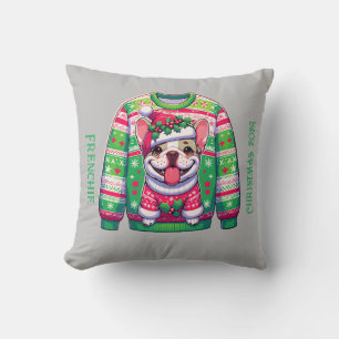 Dog design French bulldog Christmas funny Throw Pillow