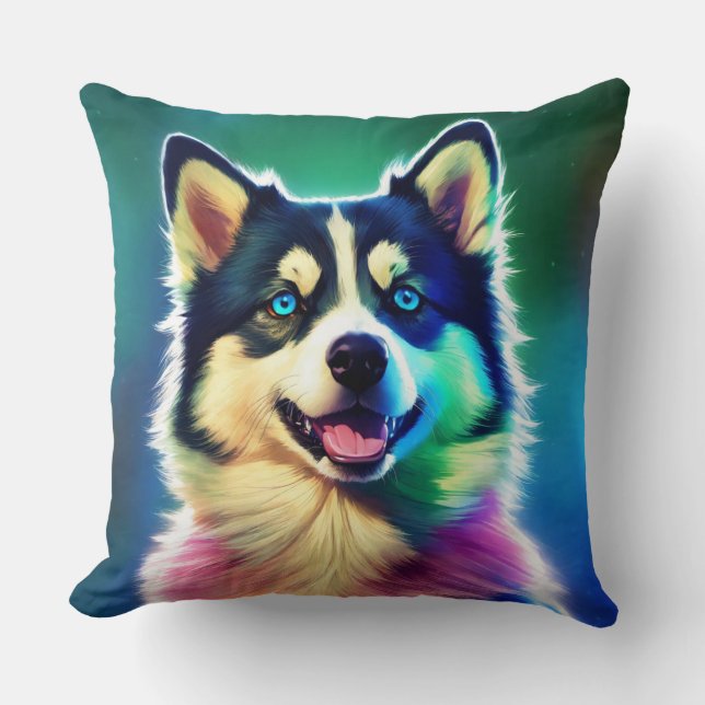 "Dog Design on a Pillow" Throw Pillow (Front)