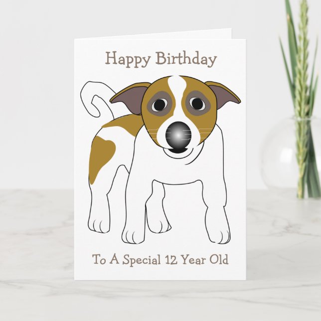 Dog Design Personalised 12th Birthday Card (Front)