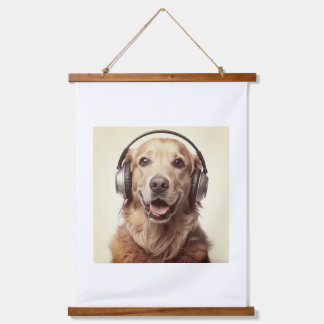 dog design poster with headset hanging tapestry